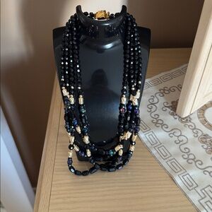 Chic Black and Gold Beaded Necklace